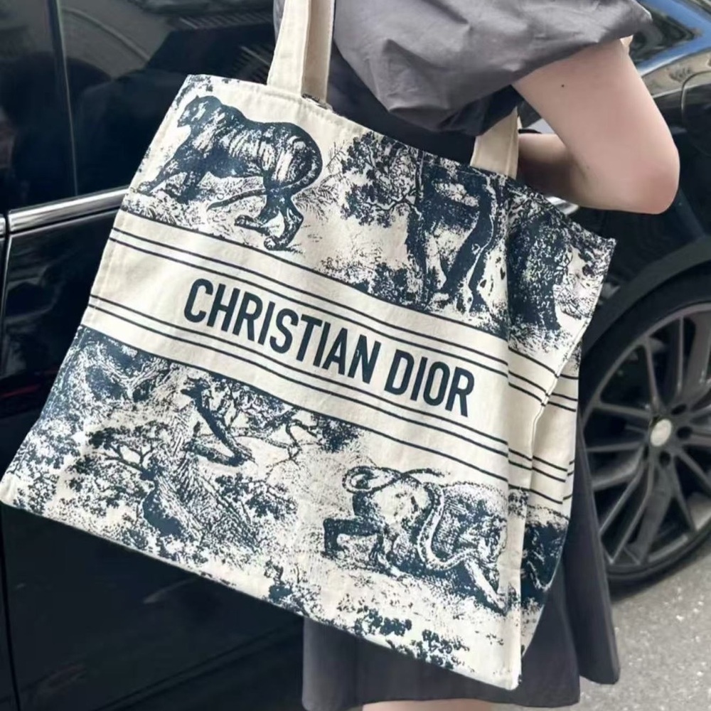 Dior Blue Dark Blue Canvas Beauty Tote Bag